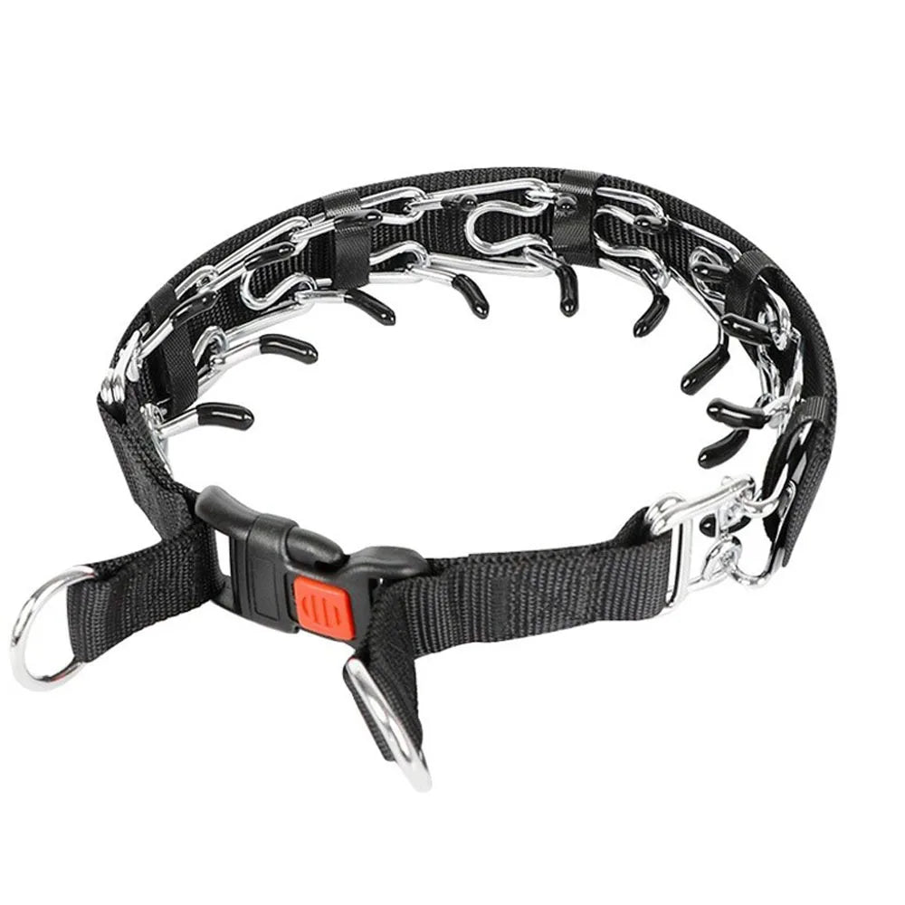 Dog Prong Training Collar with Quick Release Buckle, Adjustable Stainless Steel Pinch Collar for Dogs, Nylon Protective Sleeve,