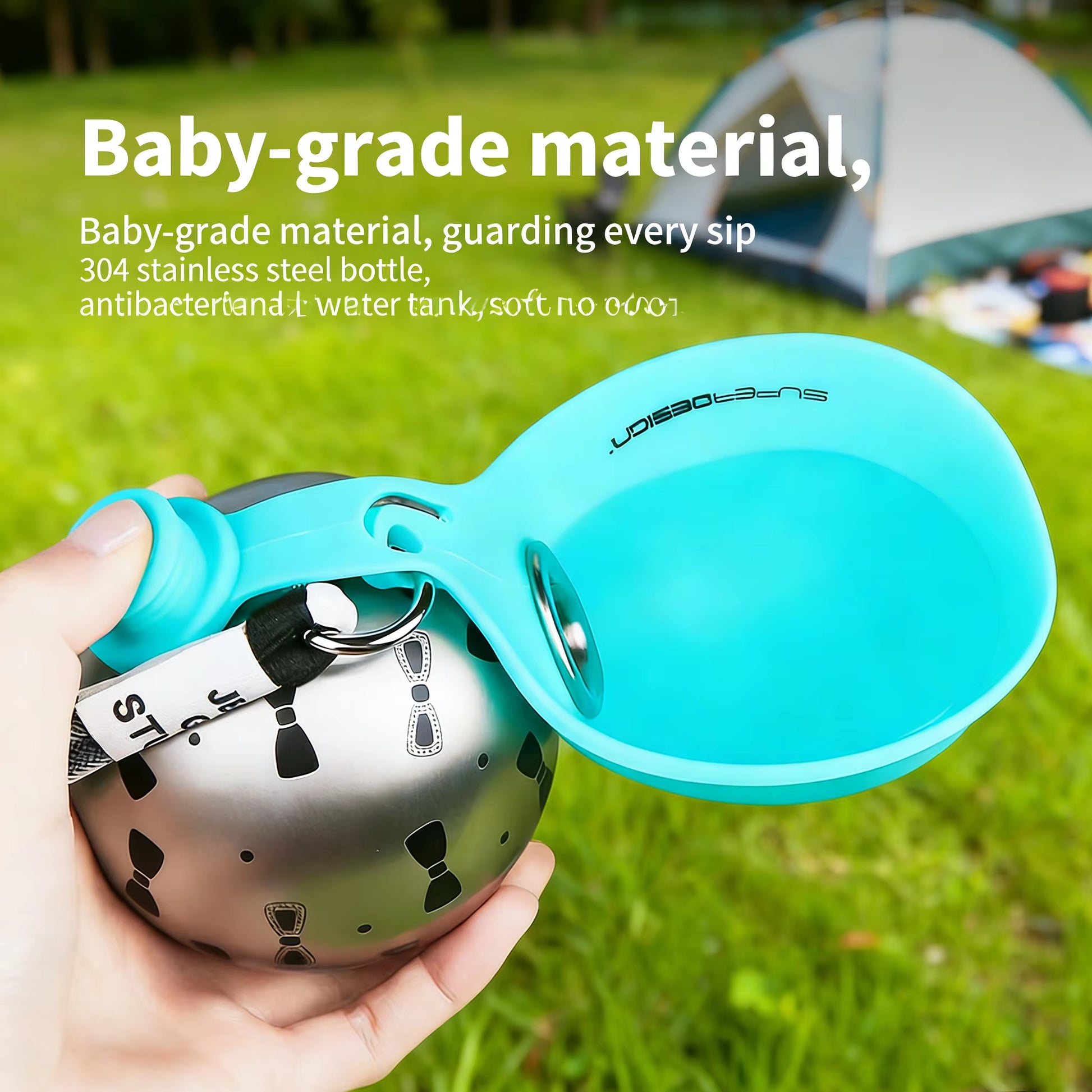 Ready to Ship 285Ml Ball Shape 304 Stainless Steel Portable Pet Water Bottle for Outdoor Travel Walking Dog Puppy