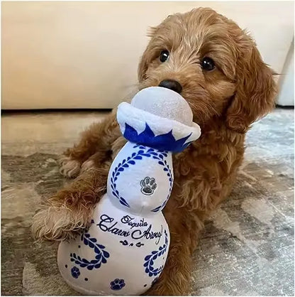 Squeaky Dog Toys Plush Dog Toy with Soft and Highly Elastic Fiberfill Blue White Porcelain Vase Design Stuffed Durable Dog Chew Toys for Small to Large Dogs E69