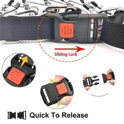 Dog Prong Training Collar with Quick Release Buckle, Adjustable Stainless Steel Pinch Collar for Dogs, Nylon Protective Sleeve,