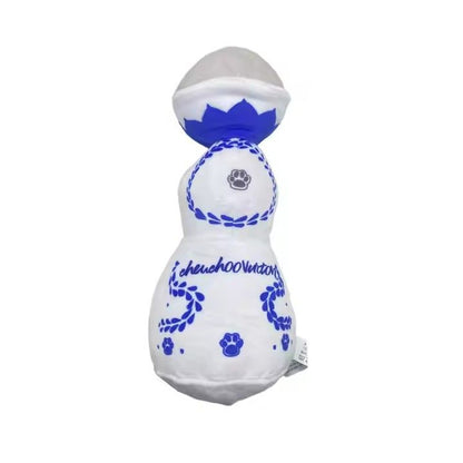 Squeaky Dog Toys Plush Dog Toy with Soft and Highly Elastic Fiberfill Blue White Porcelain Vase Design Stuffed Durable Dog Chew Toys for Small to Large Dogs E69