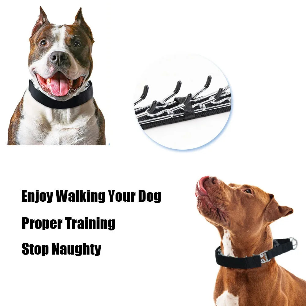 Dog Prong Training Collar with Quick Release Buckle, Adjustable Stainless Steel Pinch Collar for Dogs, Nylon Protective Sleeve,