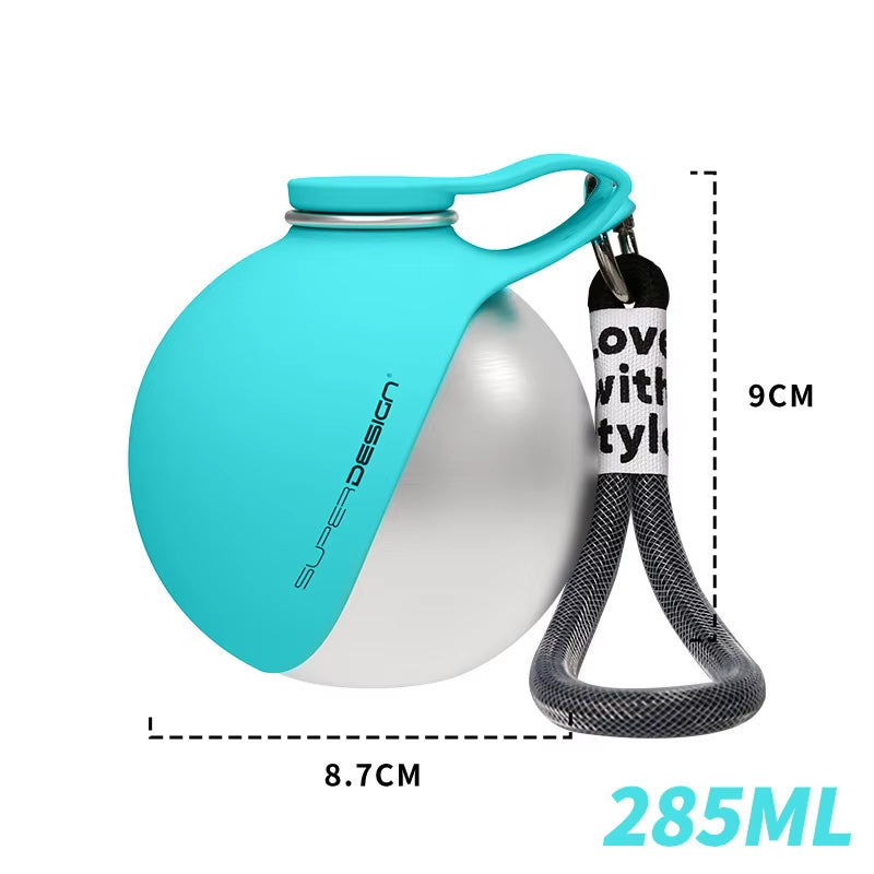 Ready to Ship 285Ml Ball Shape 304 Stainless Steel Portable Pet Water Bottle for Outdoor Travel Walking Dog Puppy