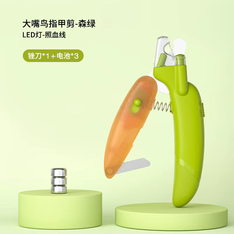 OF Hot Selling LED Light Electric Dog Claw Nail Scissors File Claw Cutters Dog Nail Clippers