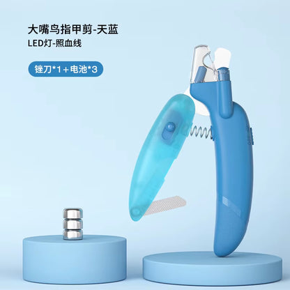 OF Hot Selling LED Light Electric Dog Claw Nail Scissors File Claw Cutters Dog Nail Clippers